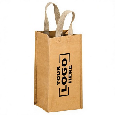 Reusable Washable Kraft Paper Wine Totes
